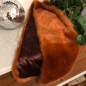 FAUX fur shawl stole Banana Republic Copper